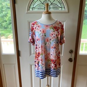 Matilda Jane floral and striped top, size L
